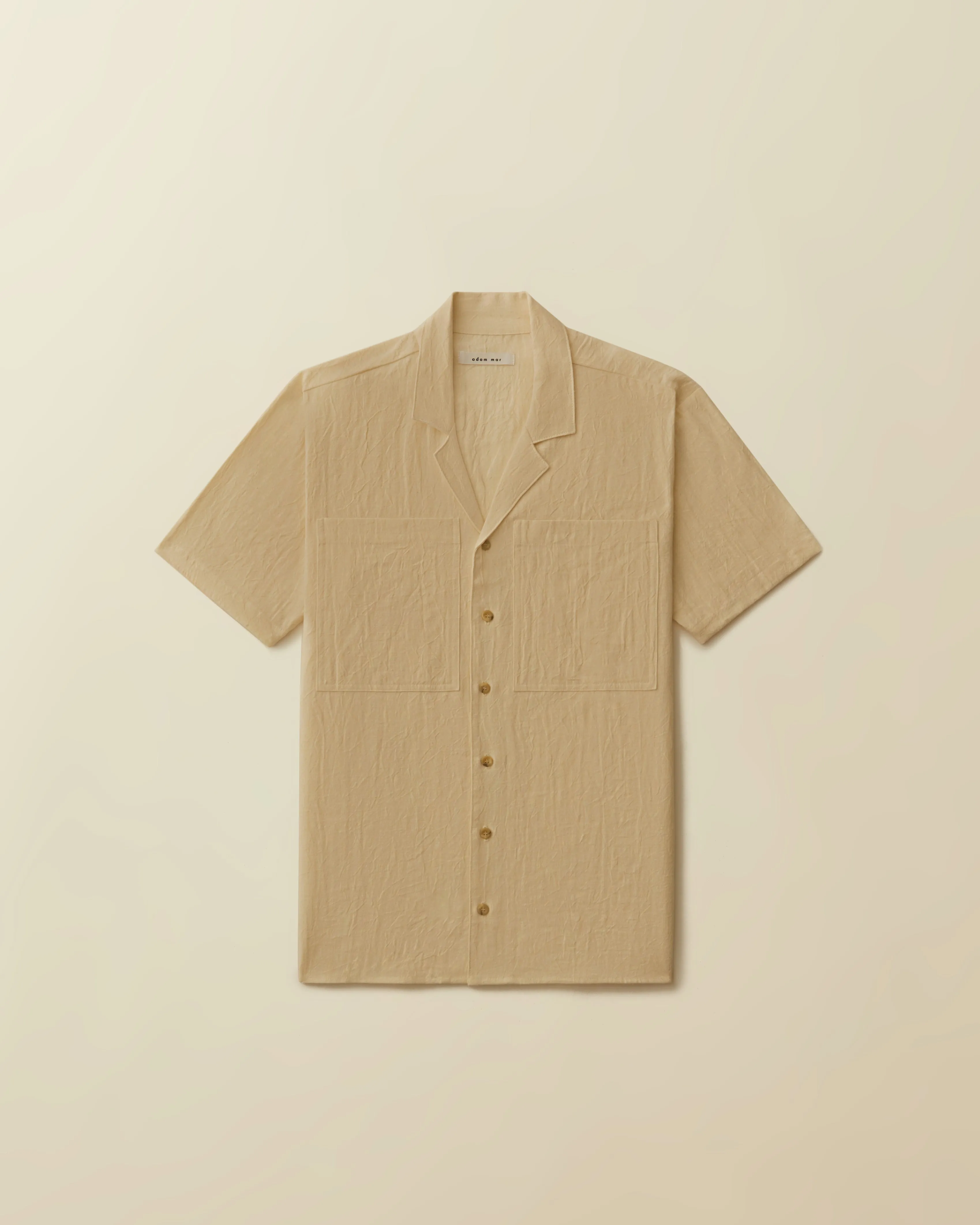 2 Pocket Linen Short Sleeve Button Down ( Cream )
