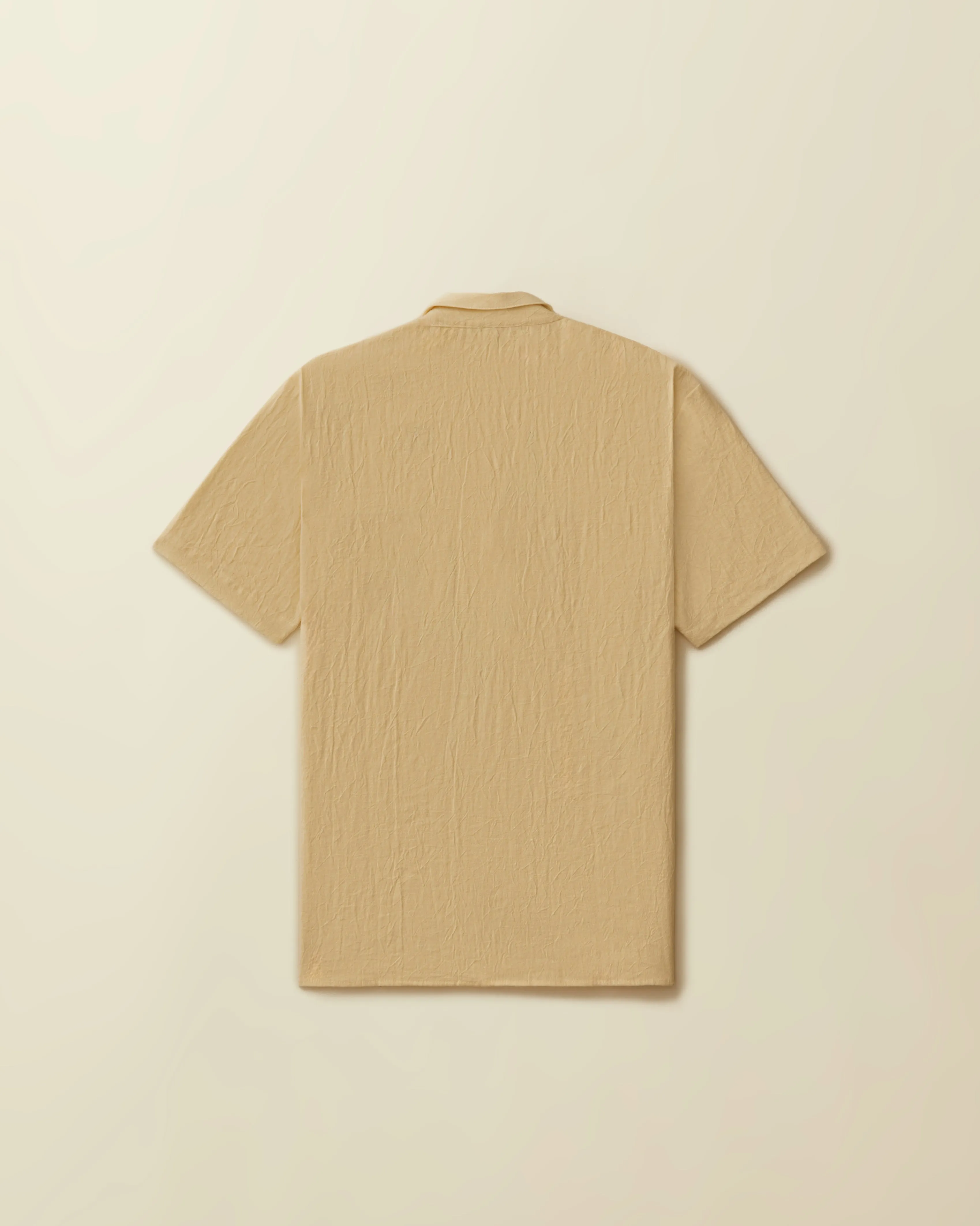 2 Pocket Linen Short Sleeve Button Down ( Cream )