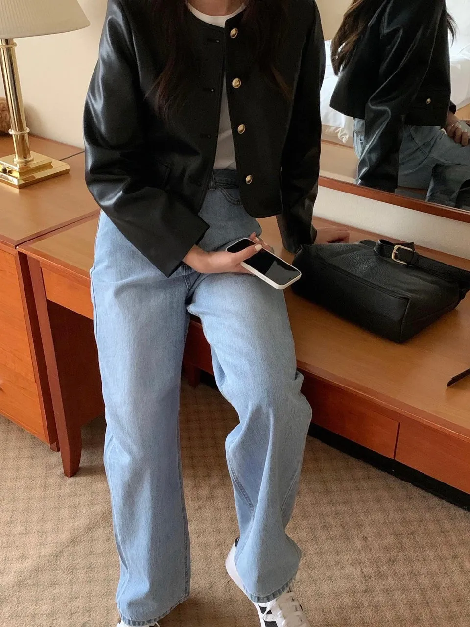 Black Jackets Women  New Fashion Vintage Single Breasted Leather Jacket Women Streetwear O Neck Short Jackets