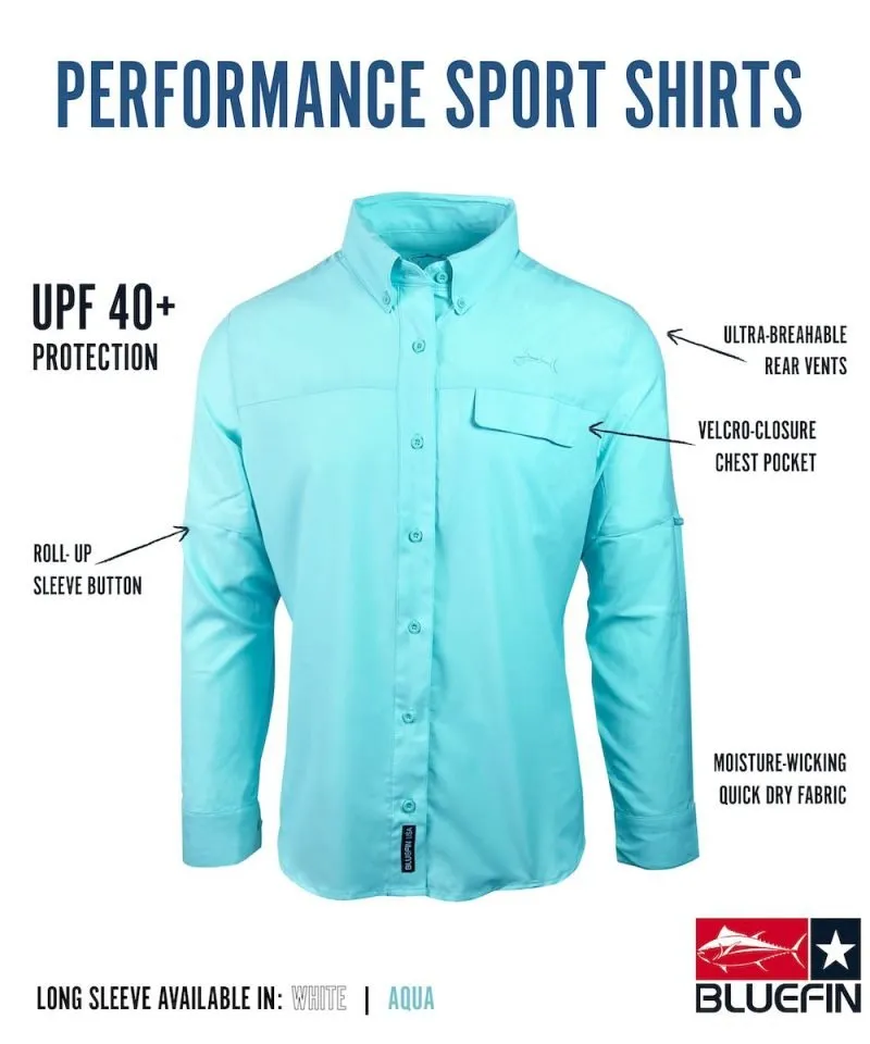BLUEFIN LADIES PERFORMANCE SOLID SPORT SHIRT SS