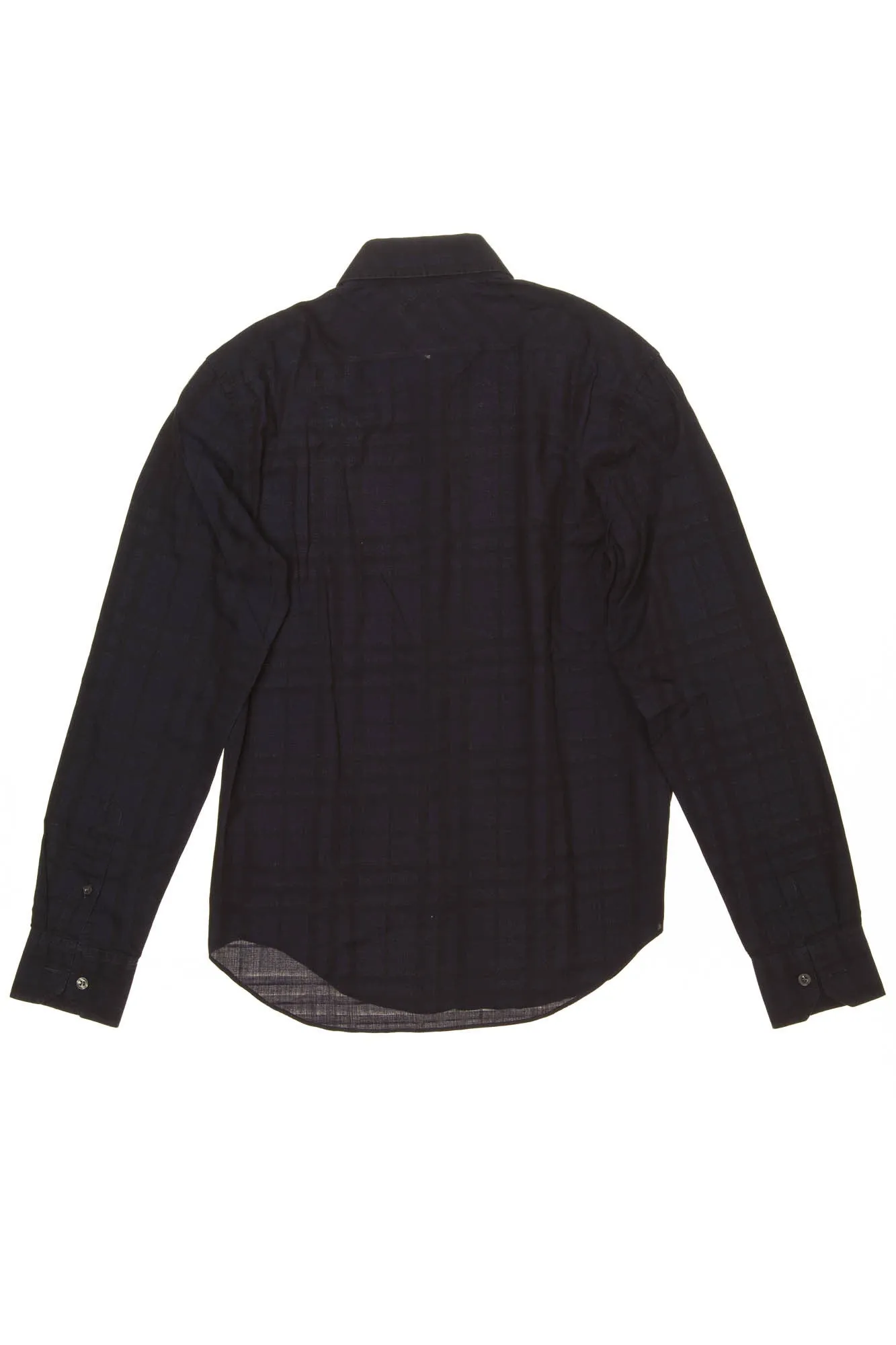 Burberry Brit - Dark Blue Checkered Long Sleeve Button Down -  Men's  size S