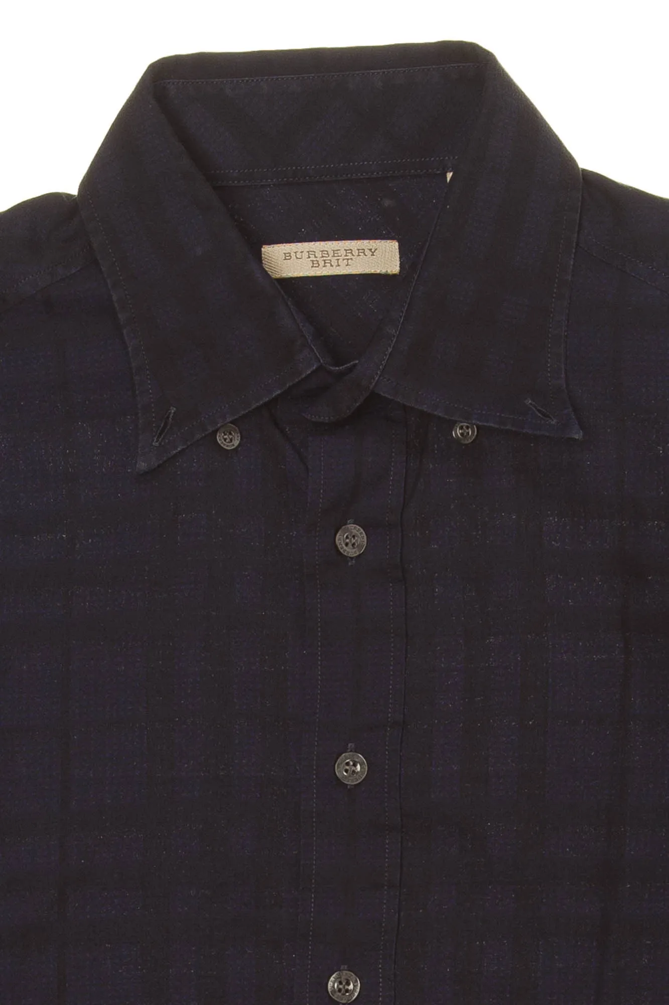 Burberry Brit - Dark Blue Checkered Long Sleeve Button Down -  Men's  size S