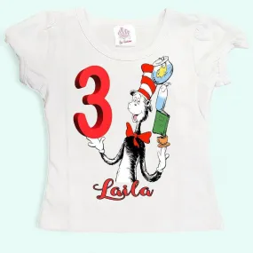 Cat in the hat birthday shirt -    birthday shirt - toddler cat in the hat personalized shirt - custom shirts