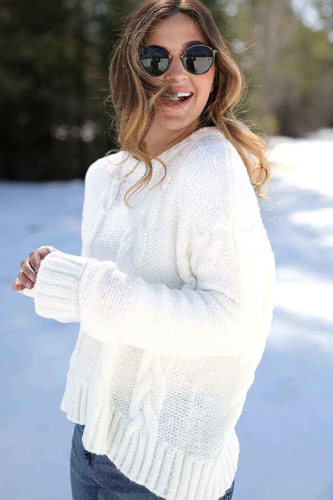 Crop Cable Boyfriend Sweater