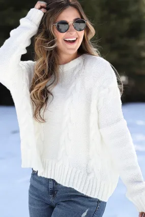 Crop Cable Boyfriend Sweater