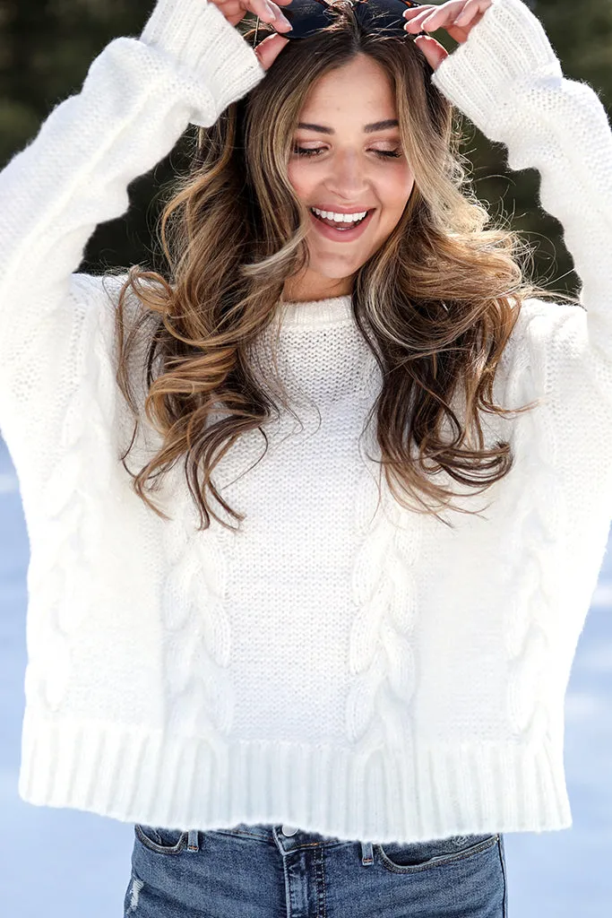 Crop Cable Boyfriend Sweater