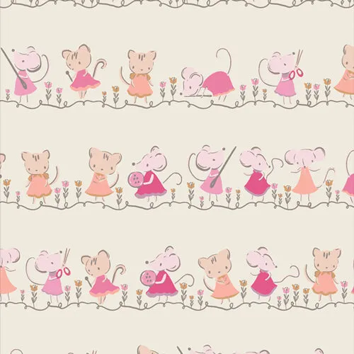 FLANNEL : Minikin Friends Ecru $12.99/ Yard
