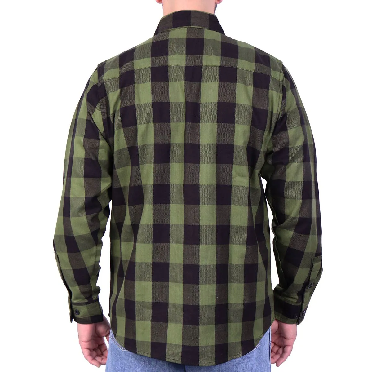 Hot Leathers FLM2027 Men's OD Green and Black Long Sleeve Flannel