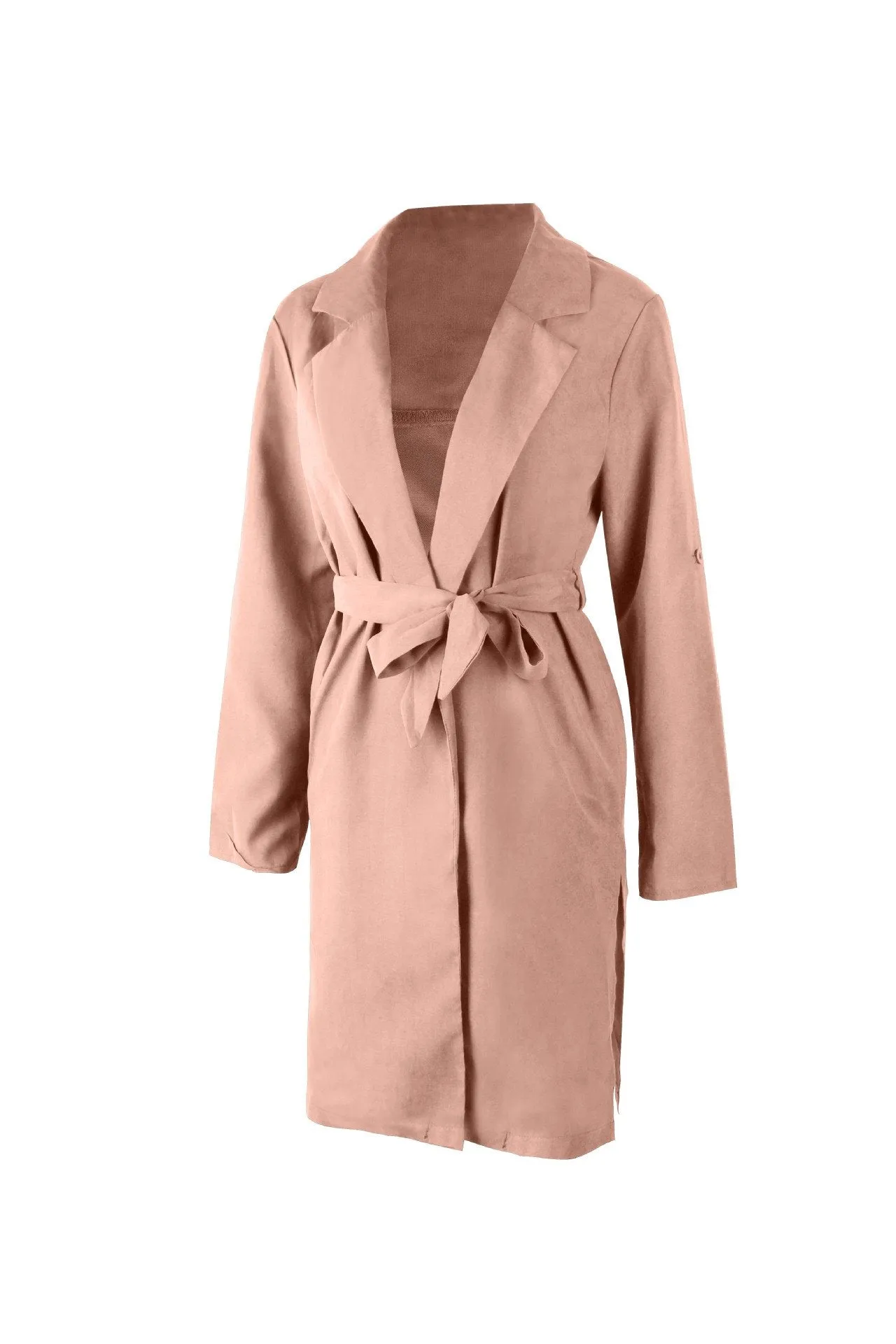 Oversized Candy Color Side Split Women Trench Coat