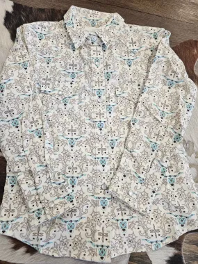 PANHANDLE GIRLS LS CORDUROY SNAP BUTTON UP