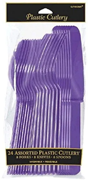 Plastic Cutlery Assorted - Bright Purple