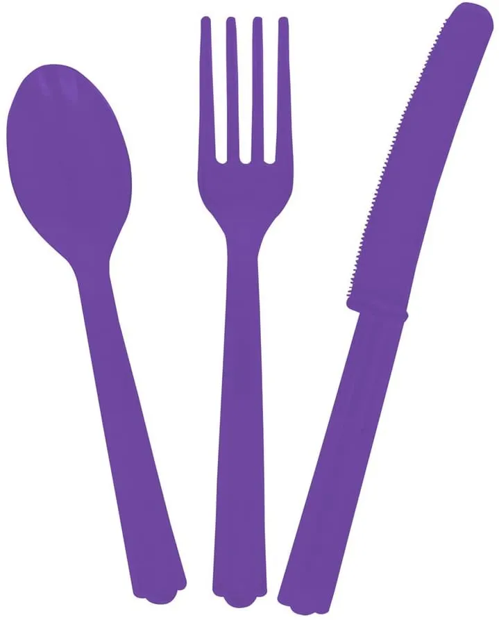 Plastic Cutlery Assorted - Bright Purple