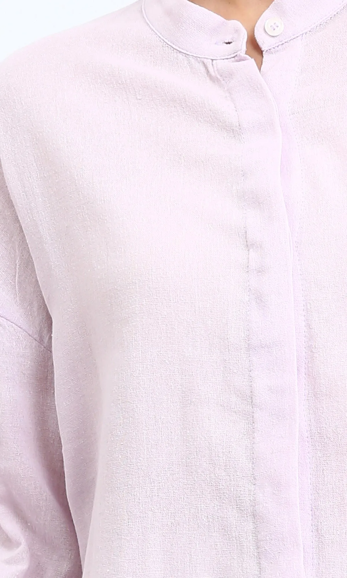 R206353 - Long Cotton Shirt with Hidden Buttons - Purple
