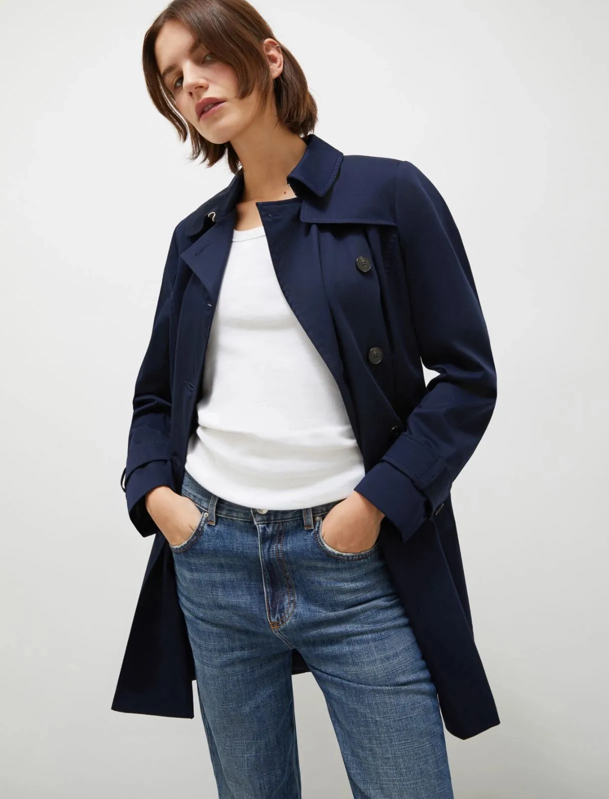 Stretch Satin Trench Coat