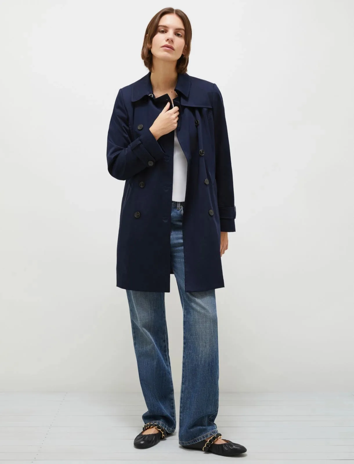 Stretch Satin Trench Coat